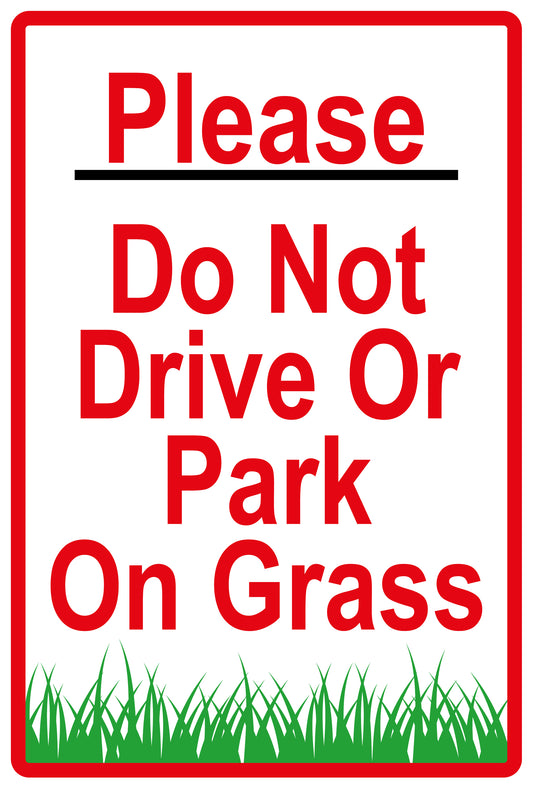 Sticker "Please do not drive or park on the grass " 10-60 cm made of PVC plastic, LH-KEEPOFFGRASS-V-11300-14