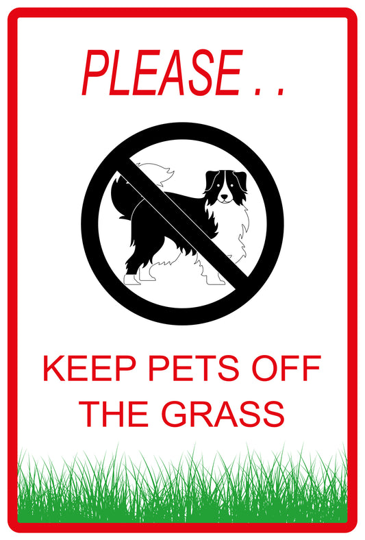 Sticker "Please Keep Pets off the grass" 10-60 cm made of PVC plastic, LH-KEEPOFFGRASS-V-12200-14