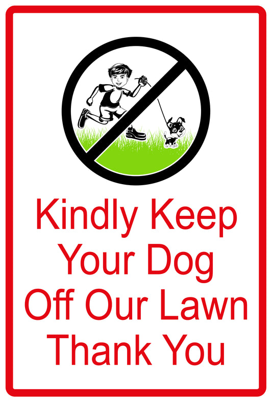 Sticker "Kindly keep your dog off our lawn thank you" 10-60 cm made of PVC plastic, LH-KEEPOFFGRASS-V-12300-14