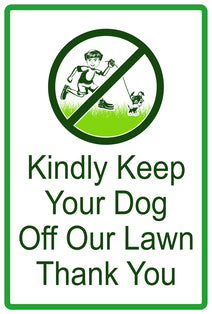 Sticker "Kindly keep your dog off our lawn thank you" 10-60 cm made of PVC plastic, LH-KEEPOFFGRASS-V-12300-54