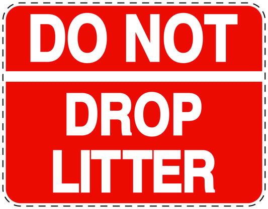 Garbage bin sticker "Do not drop litter" red , horizontal LH-LITTER-H-10100-14