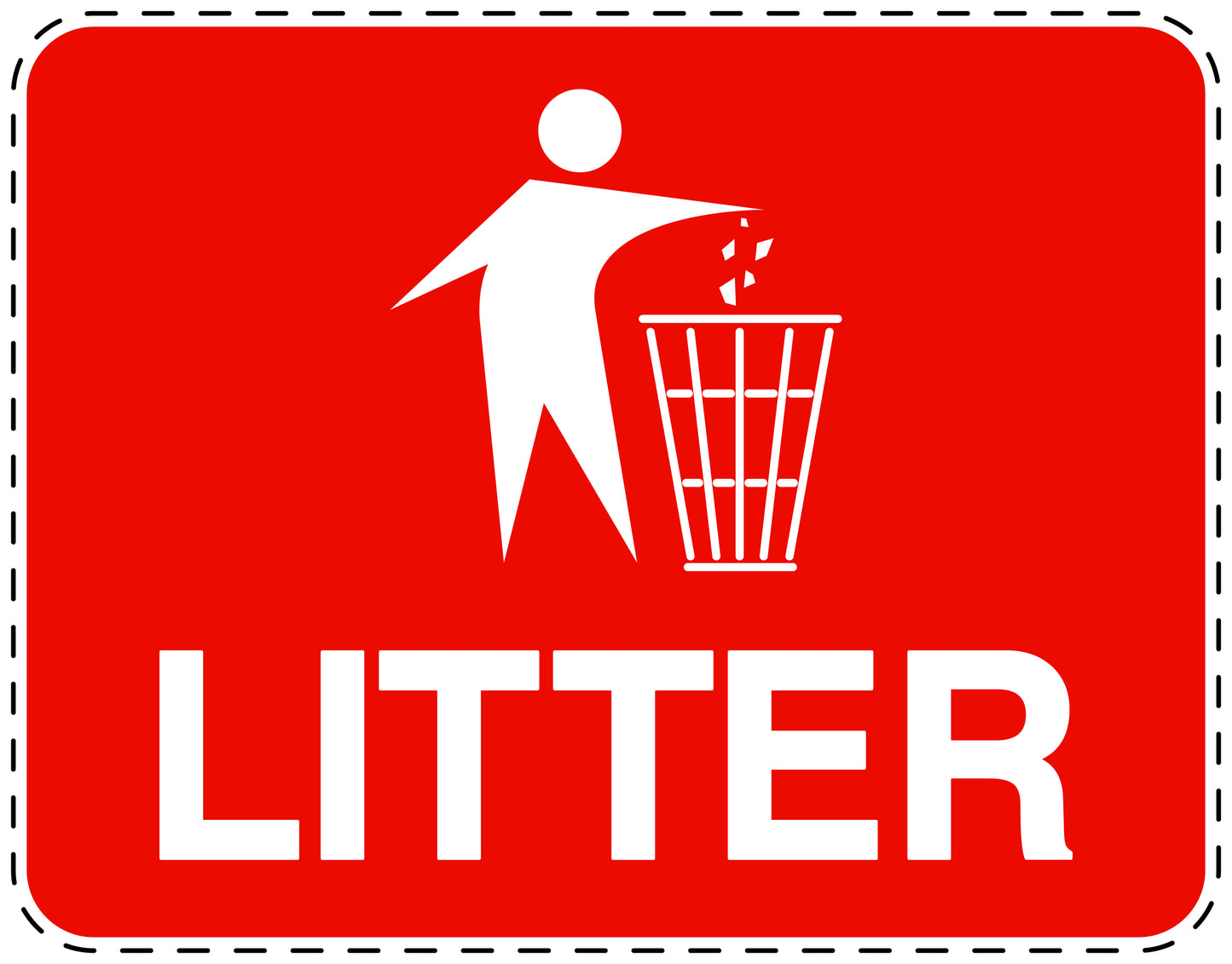 Garbage bin sticker "Litter" red , horizontal LH-LITTER-H-10300-14