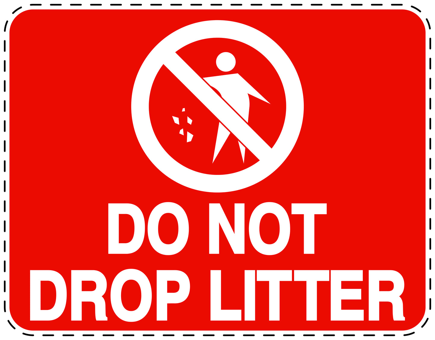 Garbage bin sticker "Do not drop litter" red horizontal LH-LITTER-H-10400-14