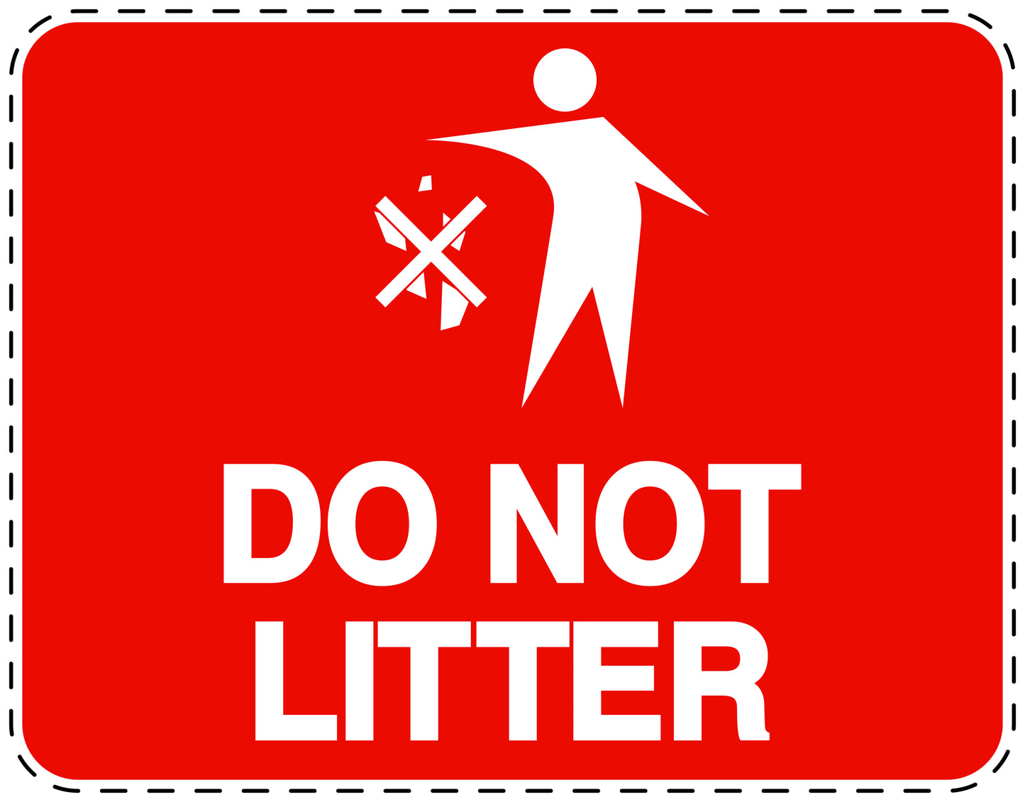 Garbage bin sticker "Do not litter" red , horizontal LH-LITTER-H-10500-14