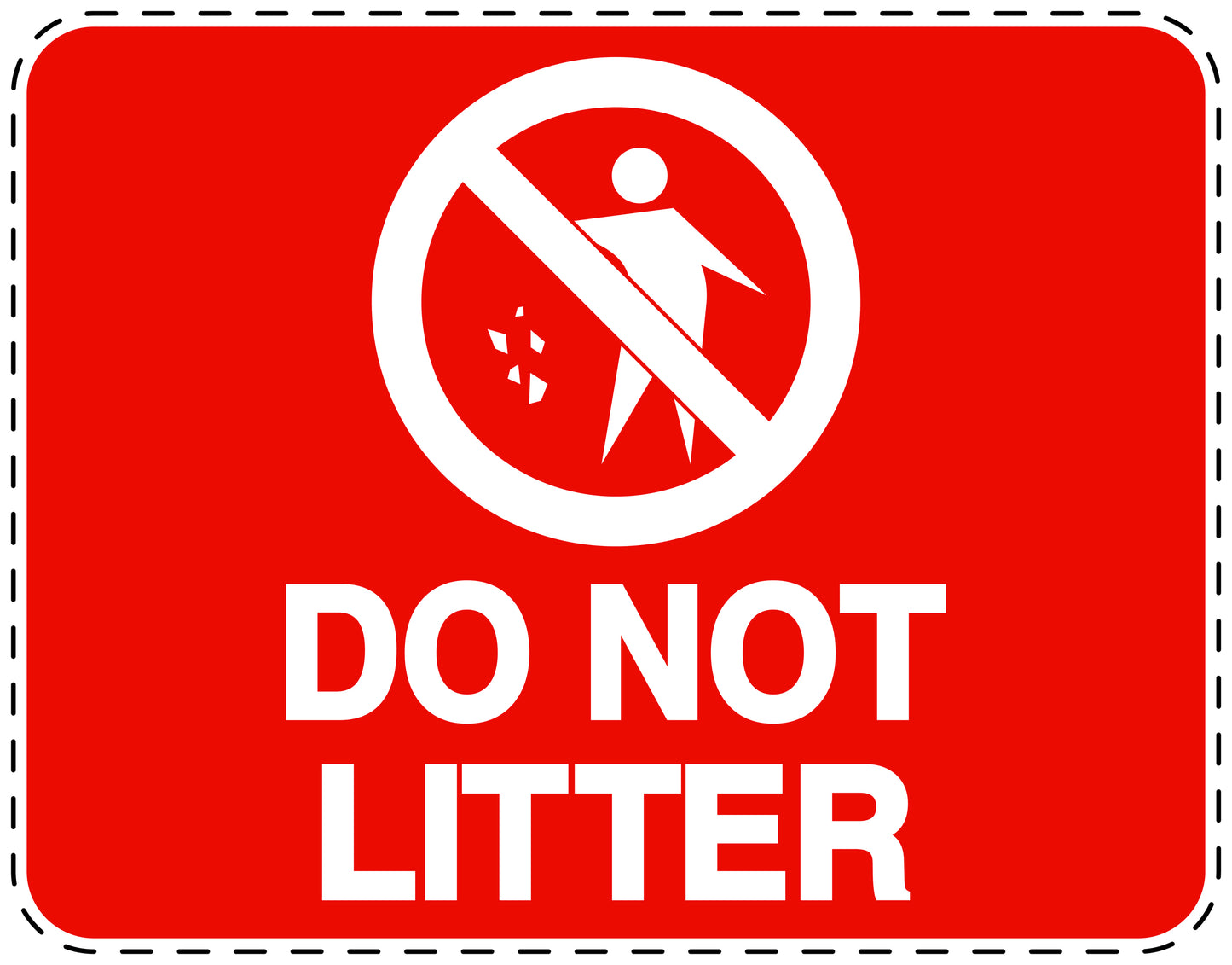 Garbage bin sticker "Do not litter" red , horizontal LH-LITTER-H-10700-14