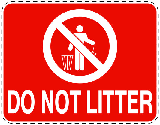 Garbage bin sticker "Do not litter" red , horizontal LH-LITTER-H-10900-14