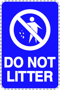 Garbage bin sticker "Do not litter" blue, vertical LH-LITTER-V-10700-44