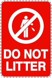 Garbage bin sticker "Do not litter" red , vertical LH-LITTER-V-10800-14