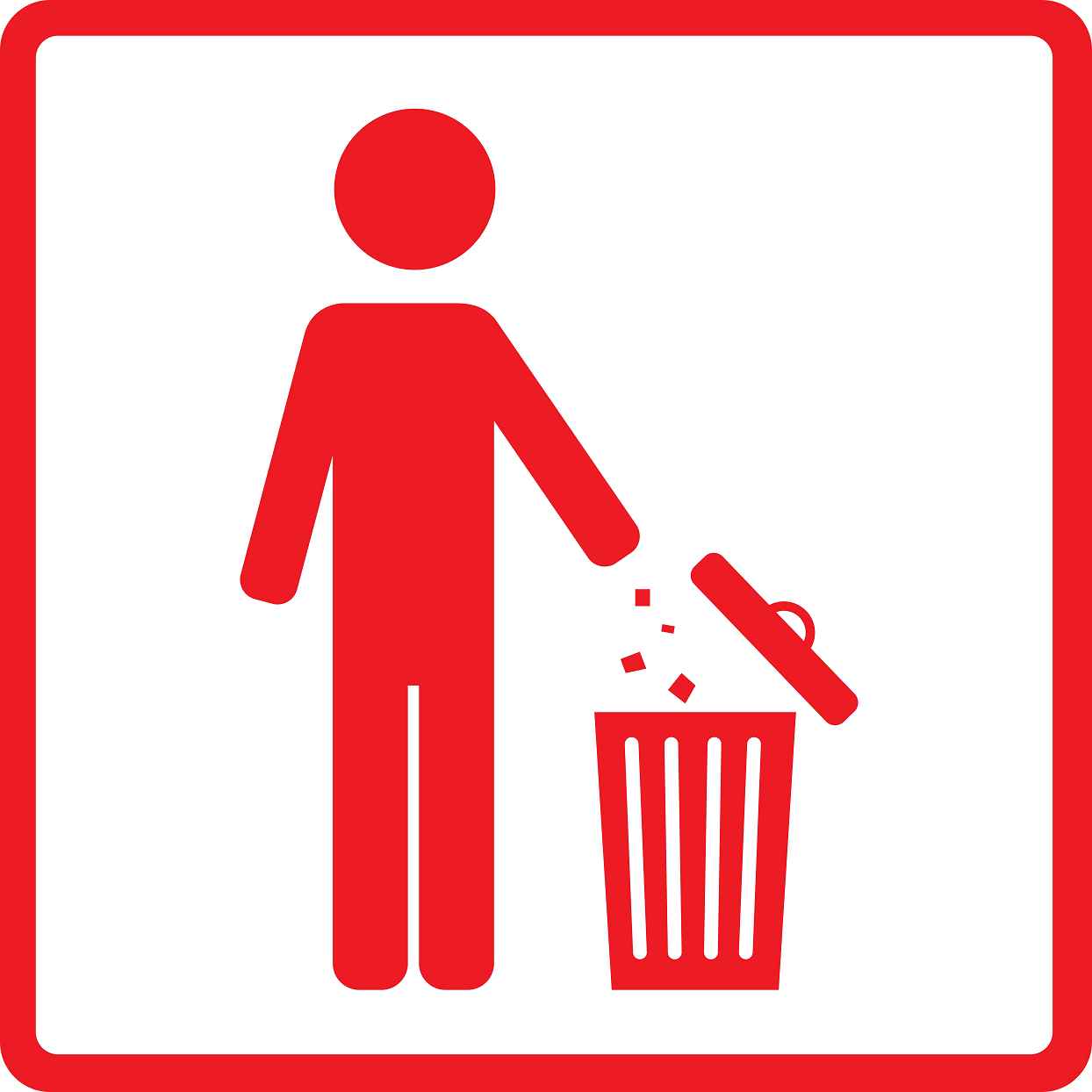 Building sticker pictograms "Garbage symbol, put the waste in the bin" 5-30 cm LH-PIKTO3600-14