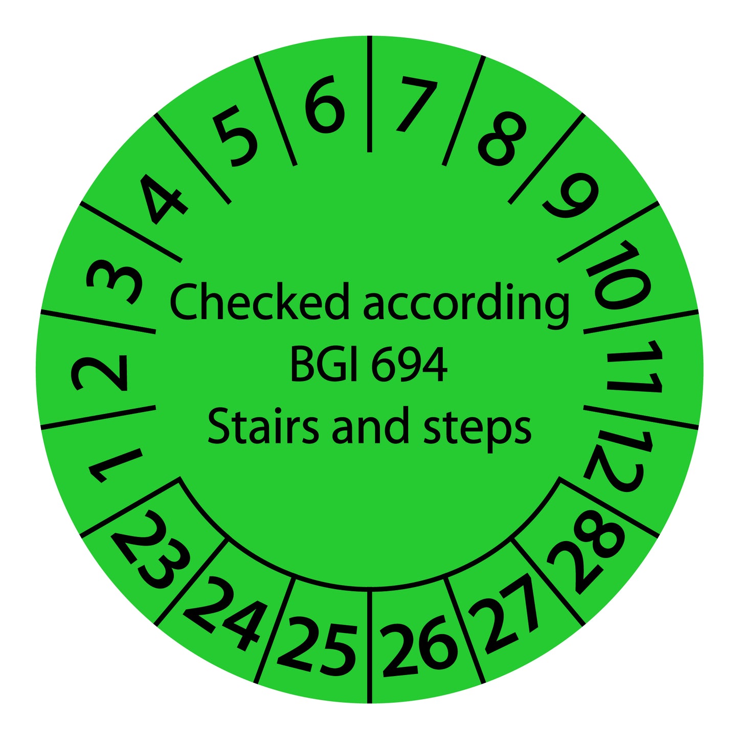 Multi-year test labels, tested according to BGI 694 ladders and steps, starting year: 2023 made of paper or plastic ES-PRBGI-6-2023