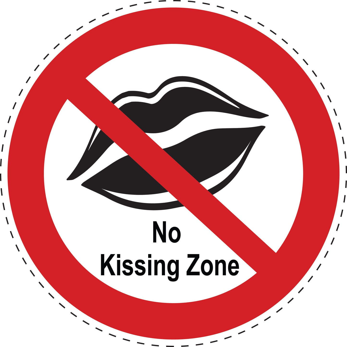 1 Stuck Prohibition sticker "No Kissing Zone" made of PVC plastic, ES-SI23800