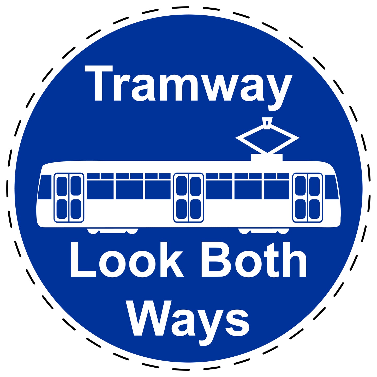 Mandatory stickers "Tram Way Look Both Ways" made of PVC plastic, LH-SIM1190