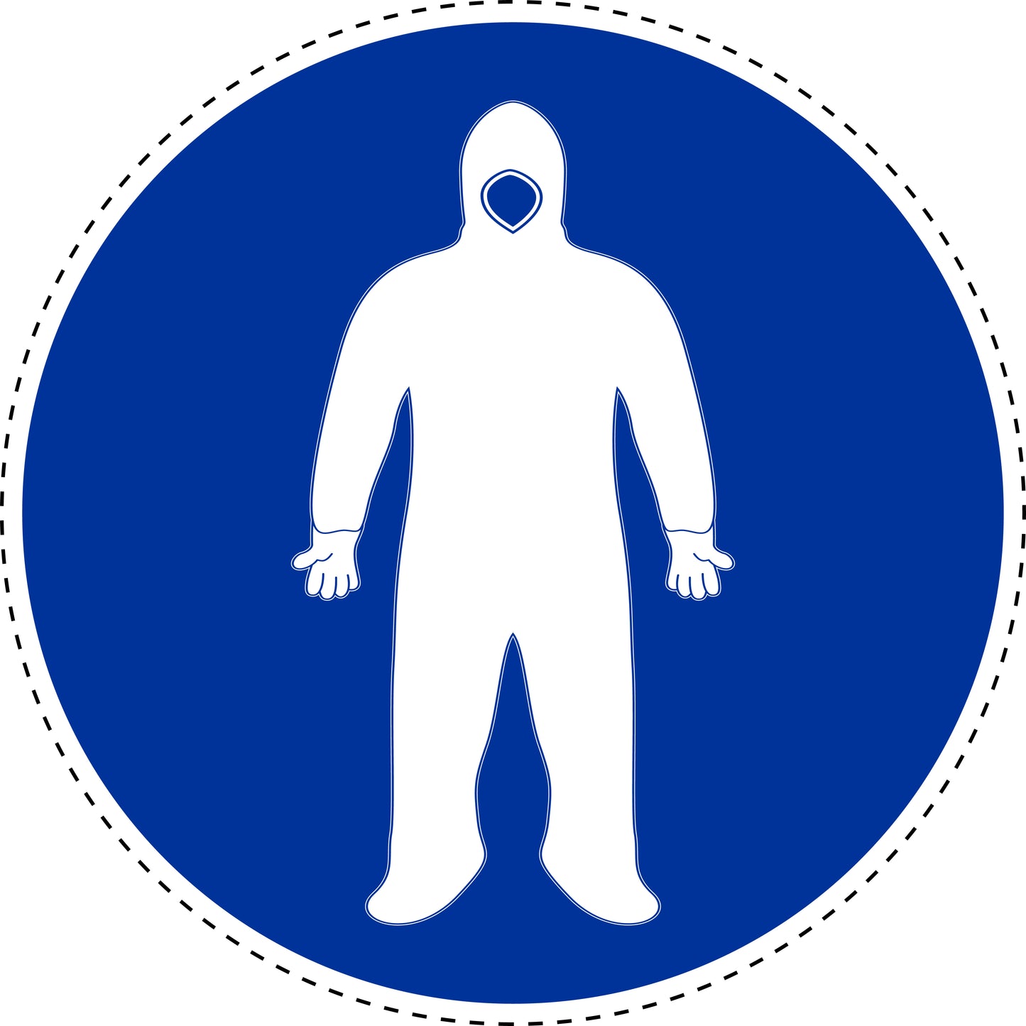 Mandatory stickers "Wear full protective suit" made of PVC plastic, LH-SIM1340