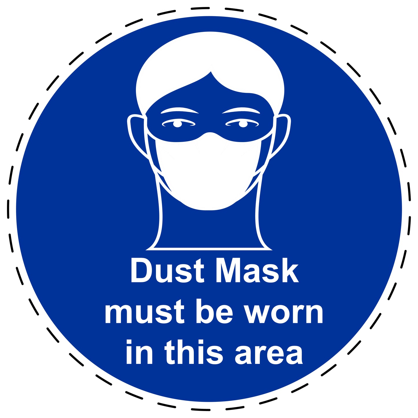 Mandatory stickers "dust mask must be worn in this area", made of PVC plastic, LH-SIM1490