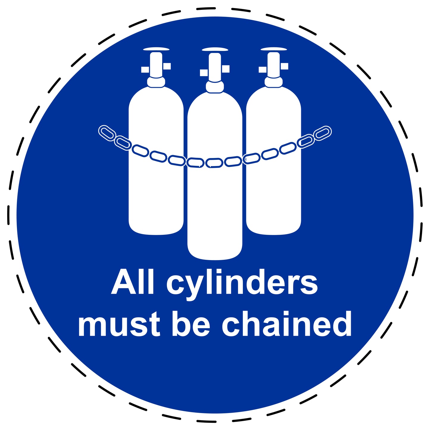 Mandatory stickers "All cylindes must be chained" made of PVC plastic, LH-SIM1600