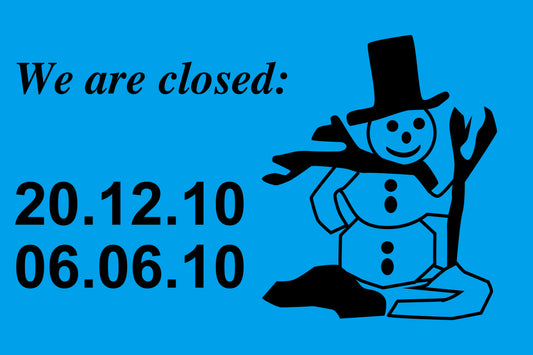 1000 stickers office organization "We are closed 20.12.10   06.06.10" made of paper LH-VACW10-PA