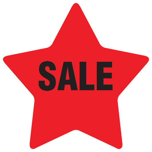 Promotional stickers star-shaped "Sale" 2-7 cm LH-SALE-1000-ST-10-14-88