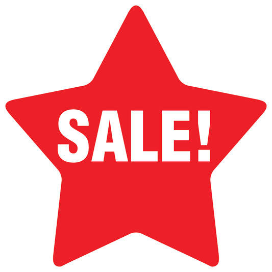 Promotional stickers round star-shaped "Sale!" 10-60 cm LH-SALE-2000-ST-10-14-0