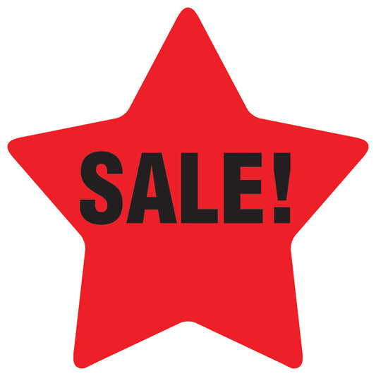 Promotional stickers round star-shaped "Sale!" 10-60 cm LH-SALE-2000-ST-10-14-88