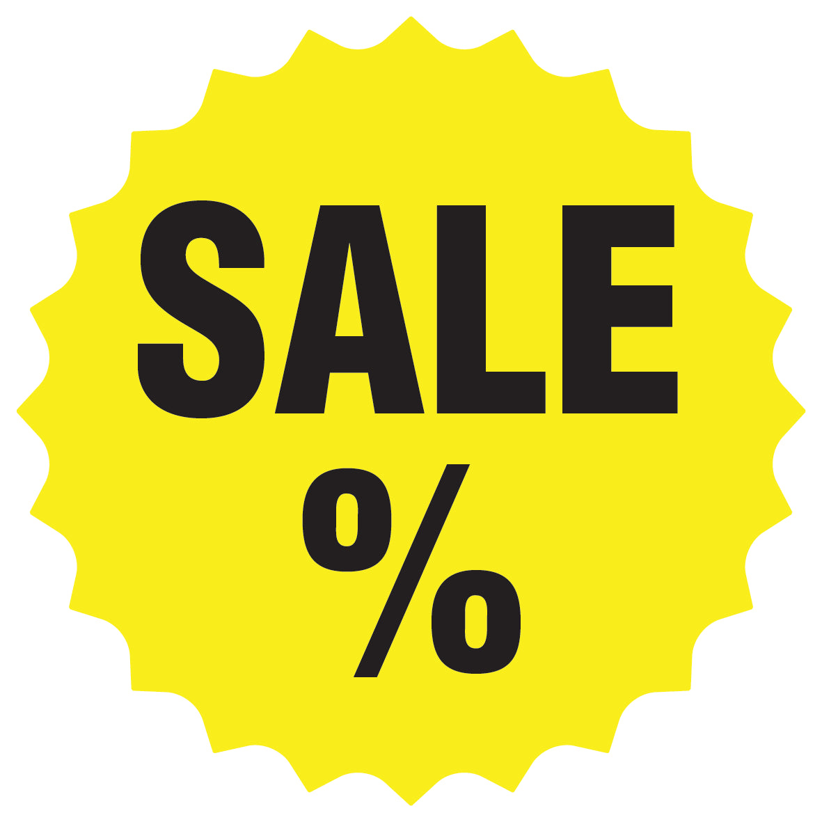 Promotional stickers round star-shaped "Sale%" 10-60 cm LH-SALE-3000-RS-10-3-88