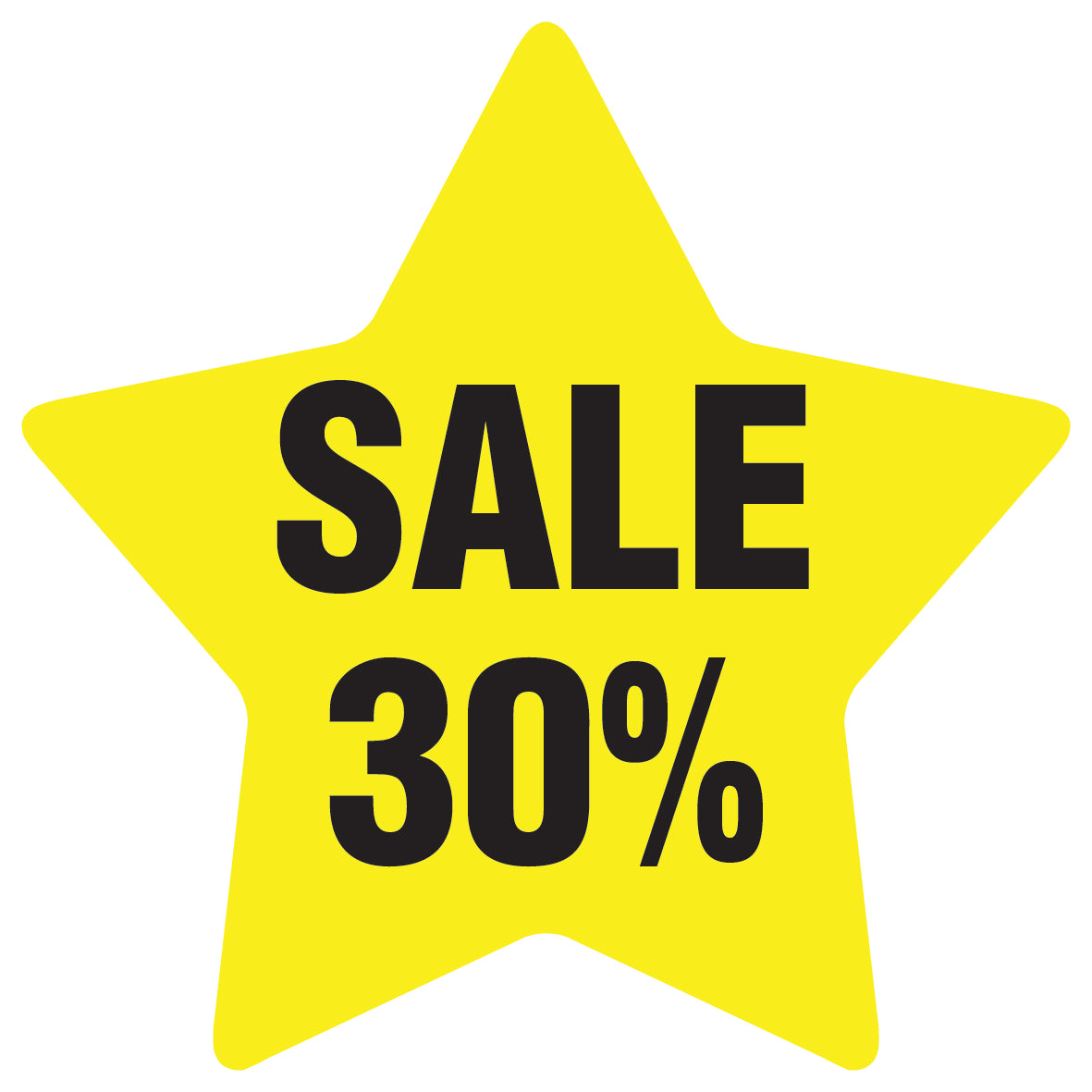 Promotional stickers star-shaped "Sale 30%" 2-7 cm LH-SALE-3030-ST-10-3-88