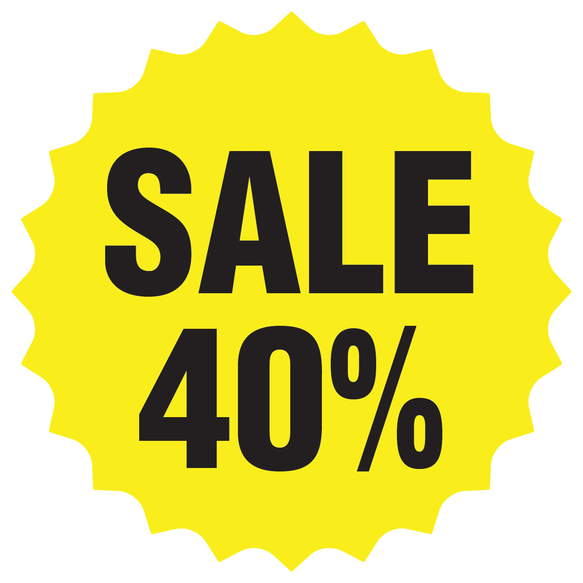 Promotional stickers round star-shaped "Sale 40%" 10-60 cm LH-SALE-3040-RS-10-3-88