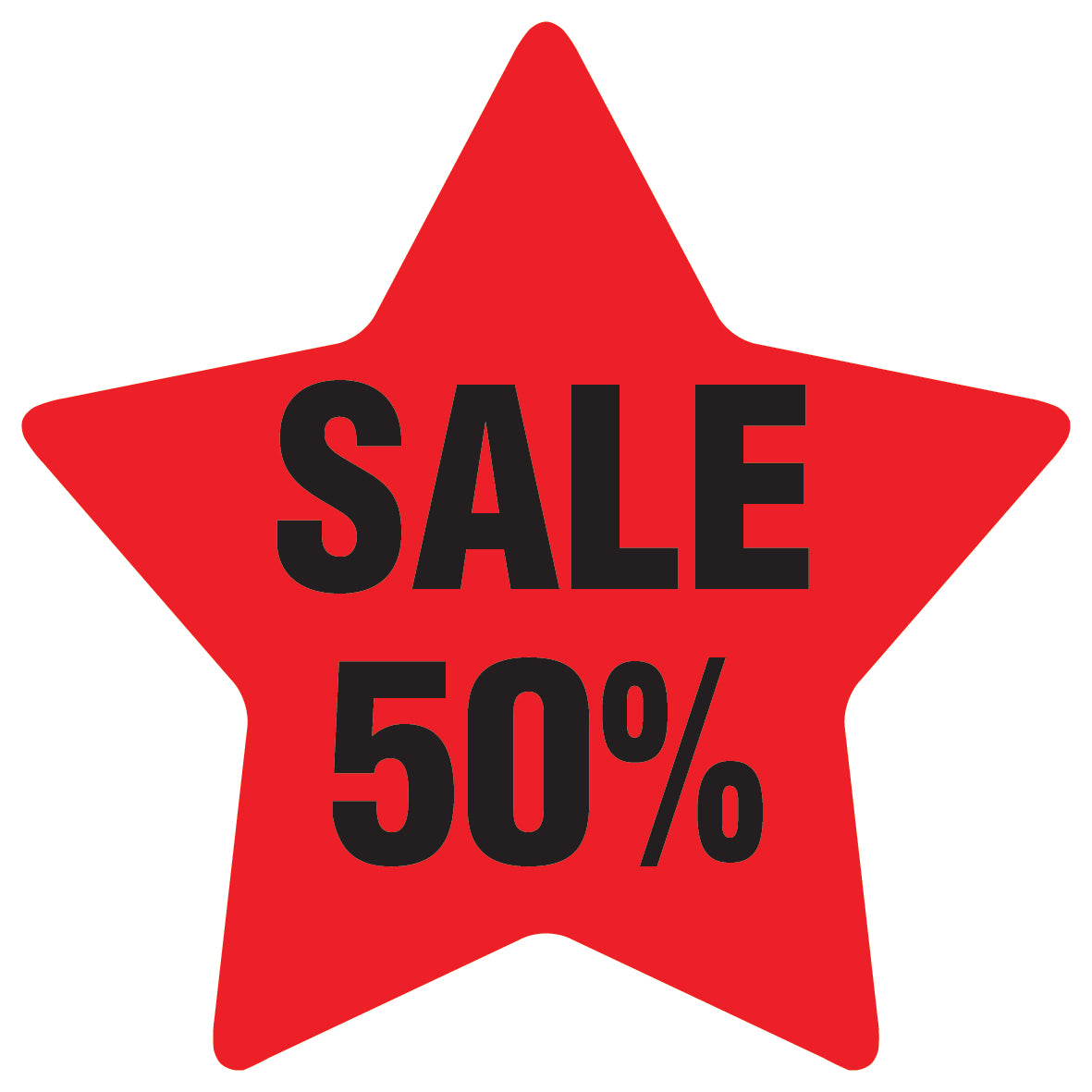 Promotional stickers round star-shaped "Sale 50%" 10-60 cm LH-SALE-3050-ST-10-14-88