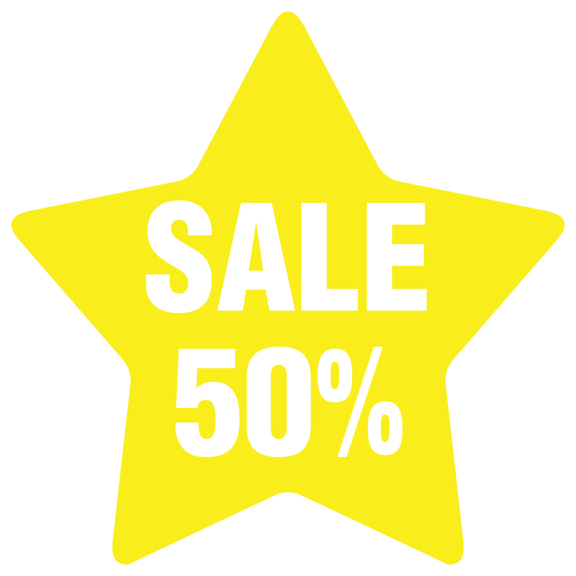 Promotional stickers star-shaped "Sale 50%" 2-7 cm LH-SALE-3050-ST-10-3-0