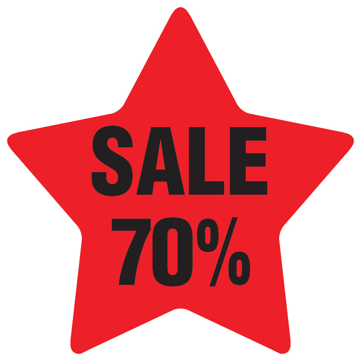 Promotional stickers star-shaped "Sale 70%" 2-7 cm LH-SALE-3070-ST-10-14-88