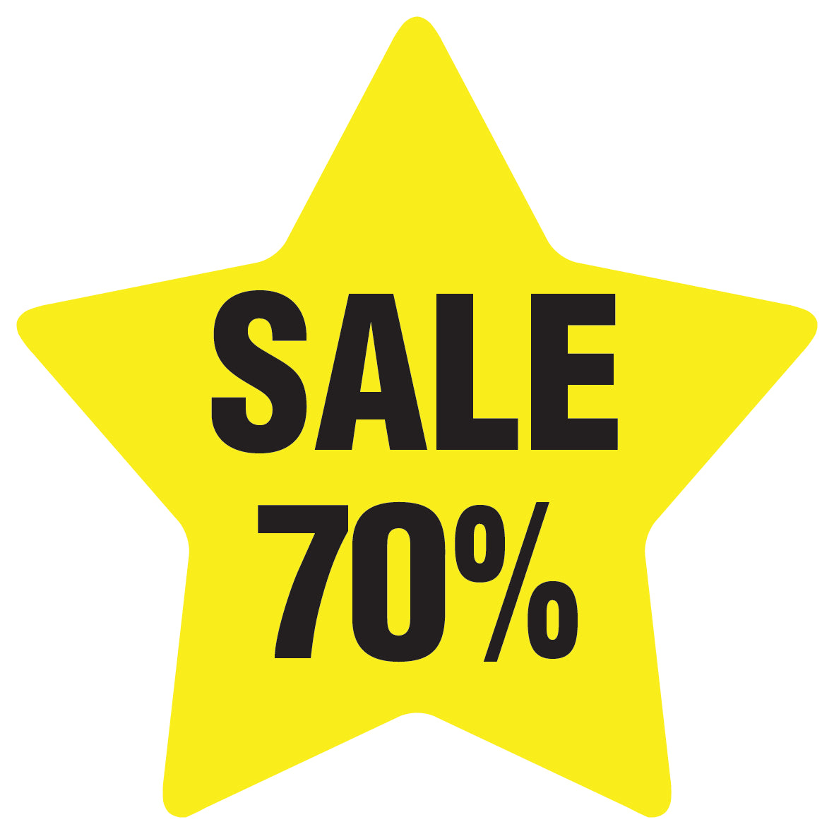 Promotional stickers star-shaped "Sale 70%" 2-7 cm LH-SALE-3070-ST-10-3-88