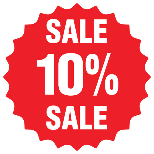 Promotional stickers round star-shaped "Sale 10% sale" 2-7 cm LH-SALE-5010-RS-10-14-0