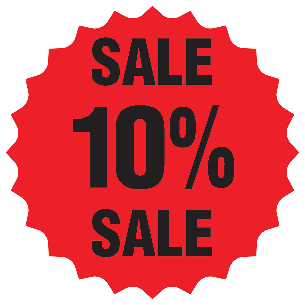 Promotional stickers round star-shaped "Sale 10% sale" 2-7 cm LH-SALE-5010-RS-10-14-88