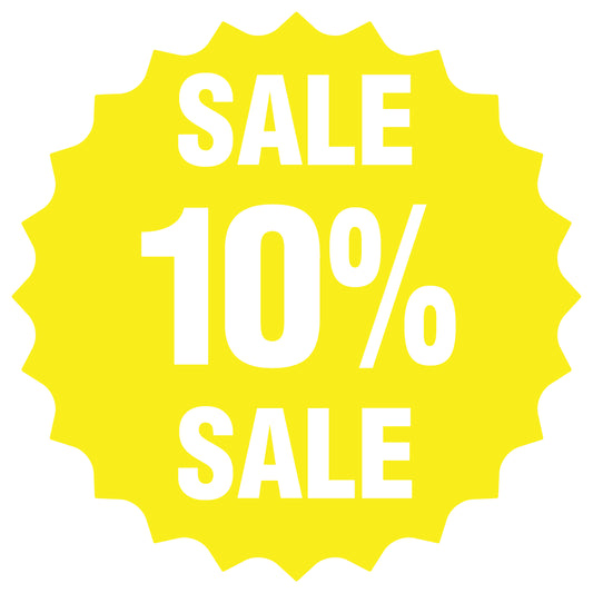 Promotional stickers round star-shaped "Sale 10% sale" 2-7 cm LH-SALE-5010-RS-10-3-0