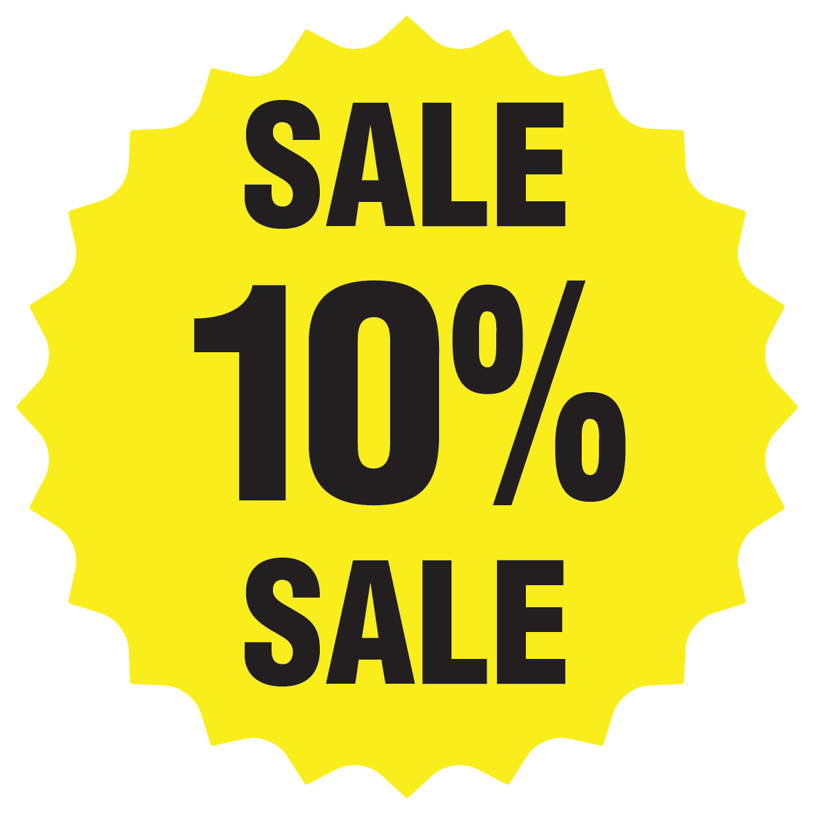 Promotional stickers round star-shaped "Sale 10% sale" 10-60 cm LH-SALE-5010-RS-10-3-88