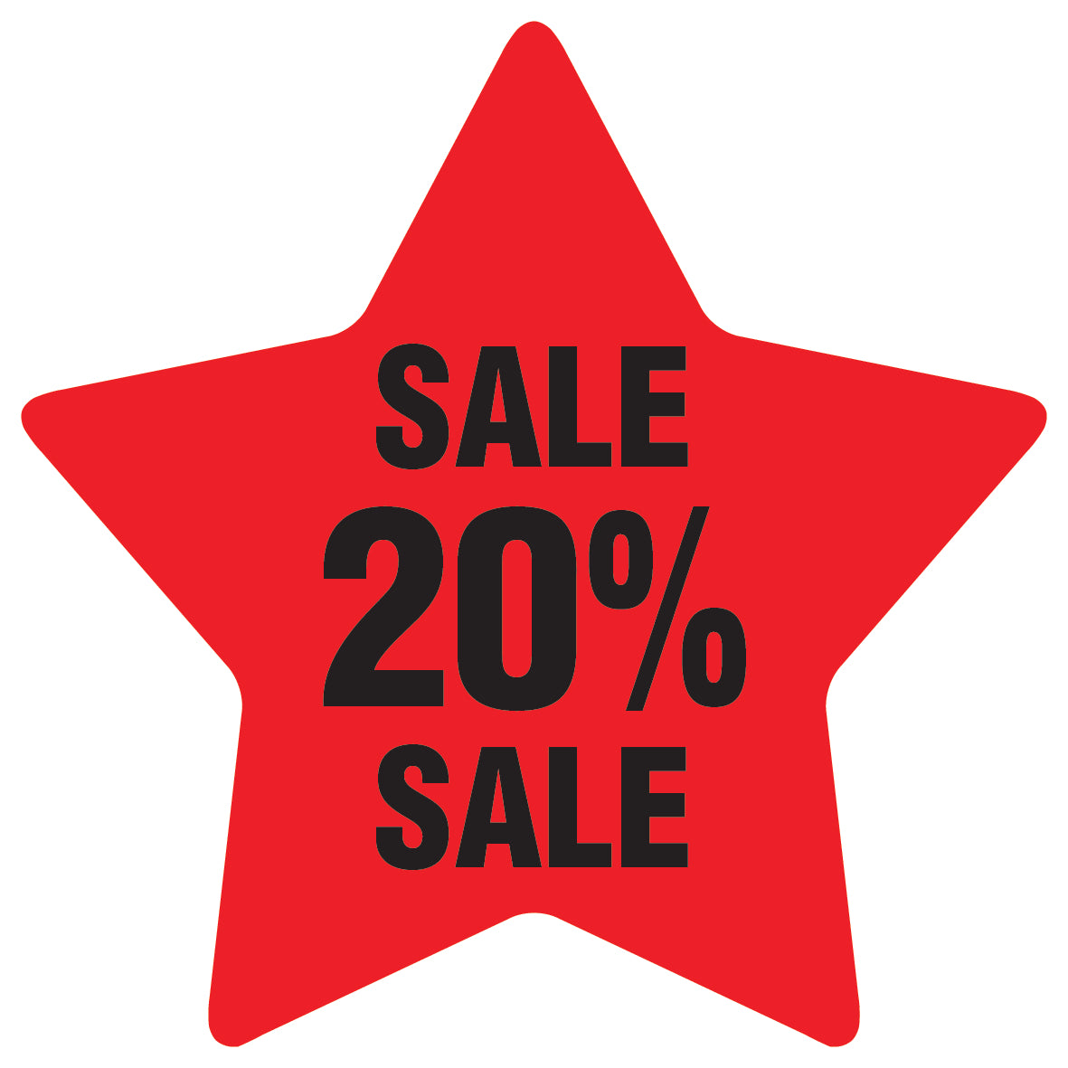 Promotional stickers star-shaped "Sale 20% sale" 2-7 cm LH-SALE-5020-ST-10-14-88