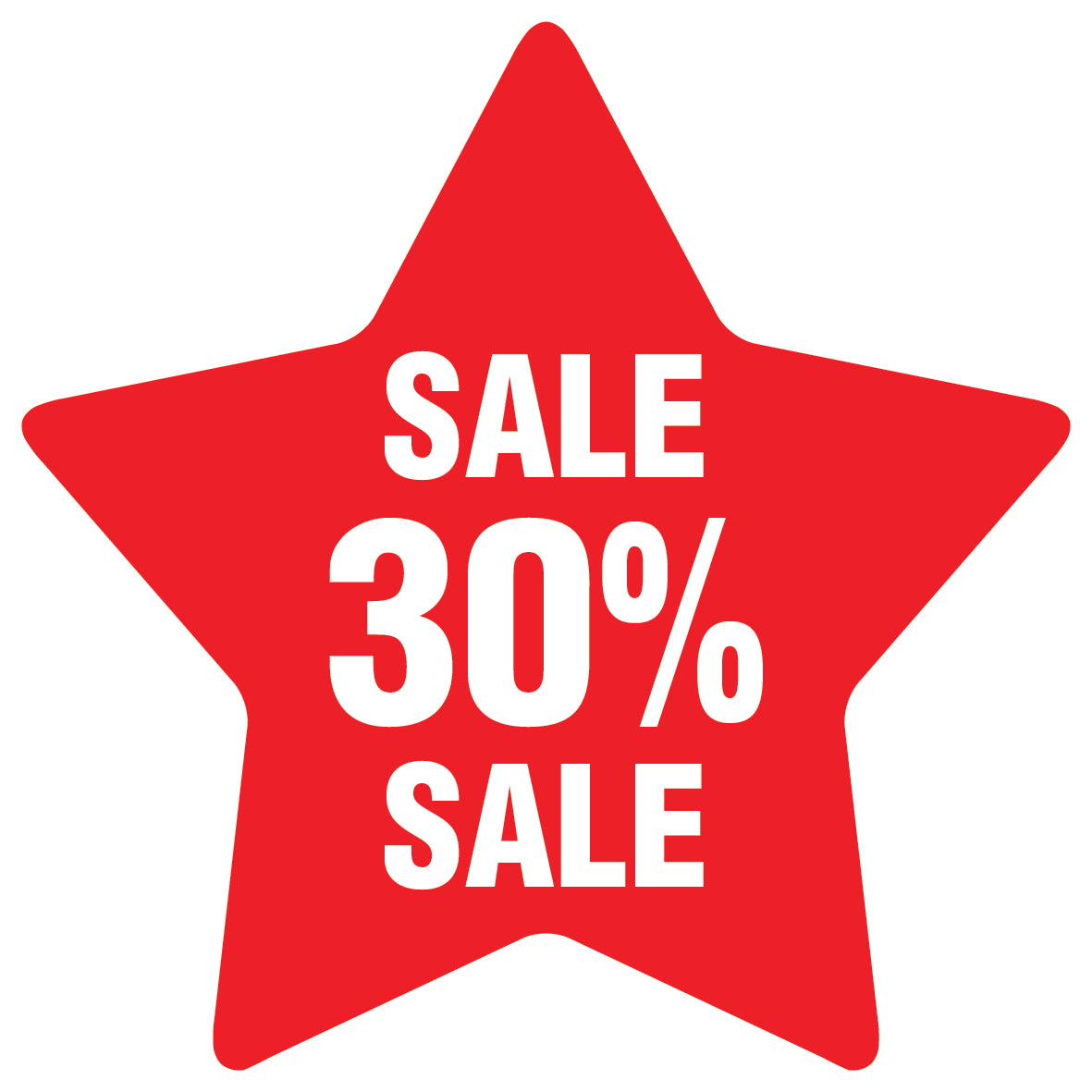 Promotional stickers star-shaped "Sale 30% sale" 2-7 cm LH-SALE-5030-ST-10-14-0