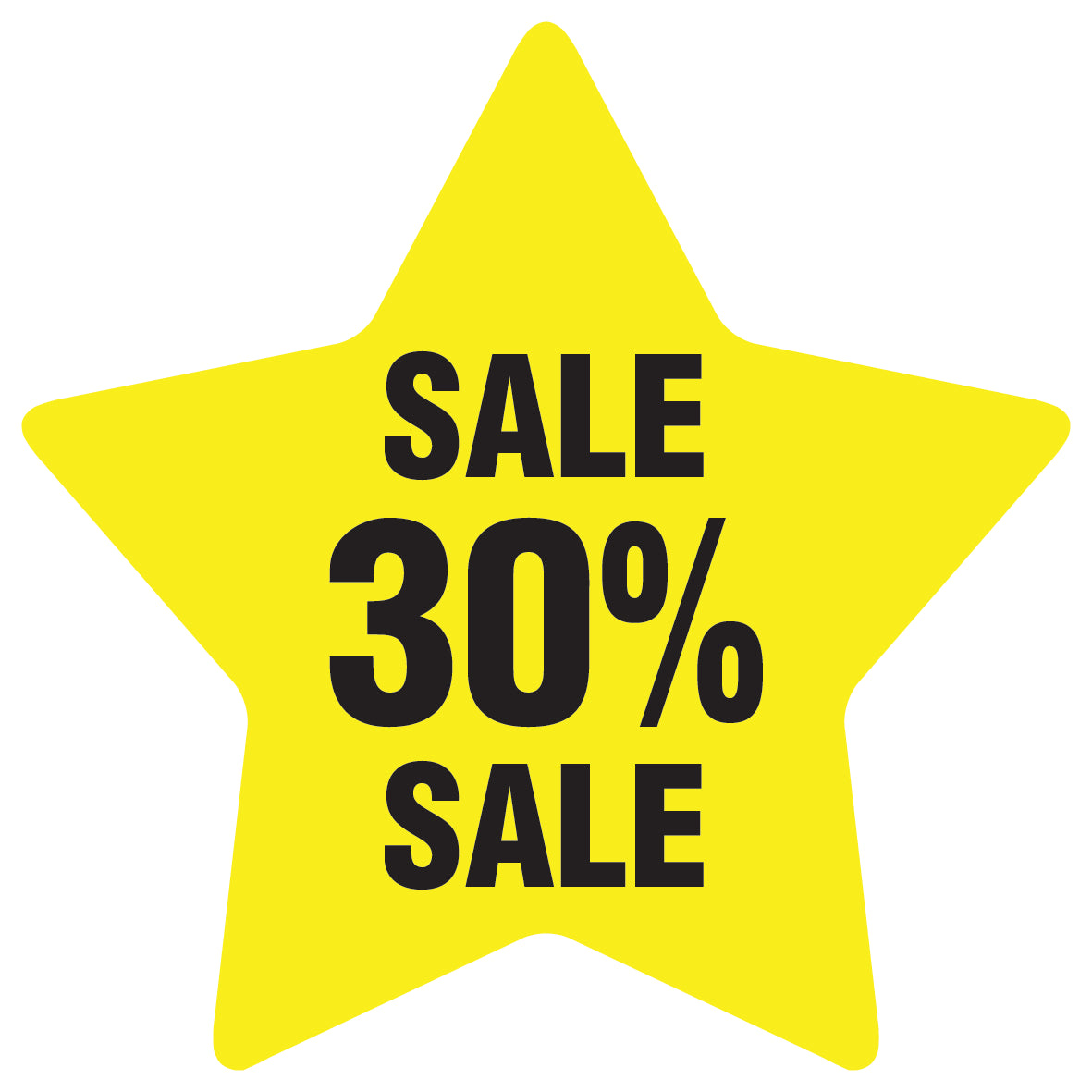 Promotional stickers star-shaped "Sale 30% sale" 2-7 cm LH-SALE-5030-ST-10-3-88