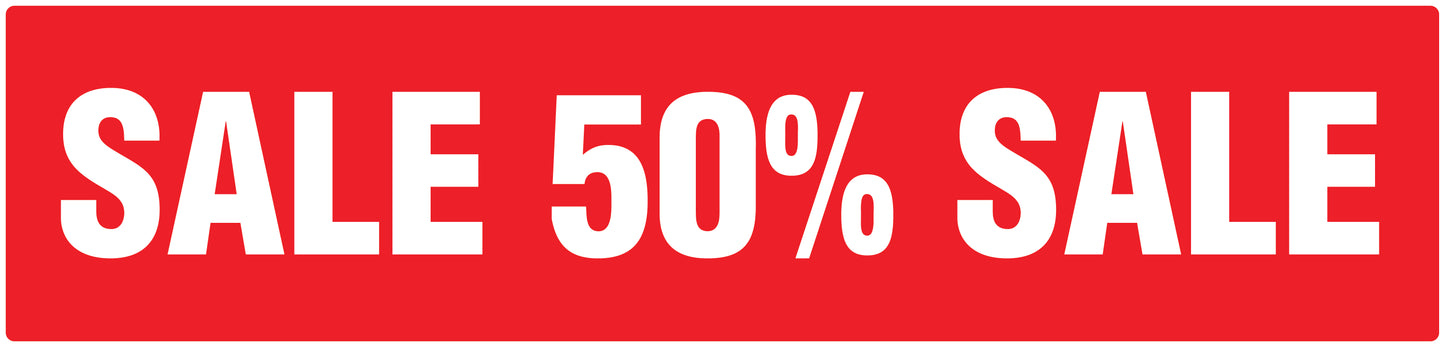 Promotional stickers rectangular "Sale 50% sale" 2-7 cm LH-SALE-5050-RE-50x12-14-0