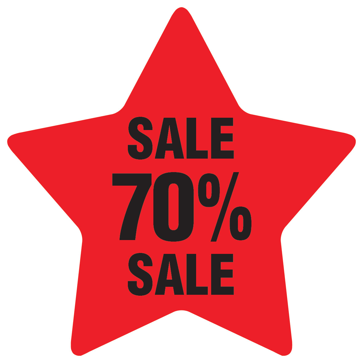 Promotional stickers star-shaped "Sale 70% sale" 2-7 cm LH-SALE-5070-ST-10-14-88