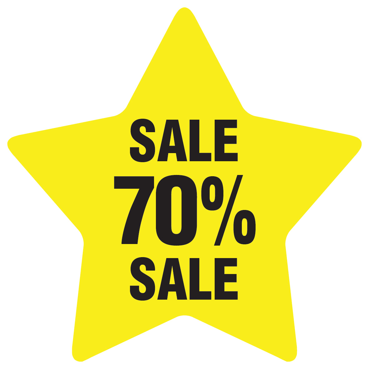 Promotional stickers star-shaped "Sale 70% sale" 2-7 cm LH-SALE-5070-ST-10-3-88