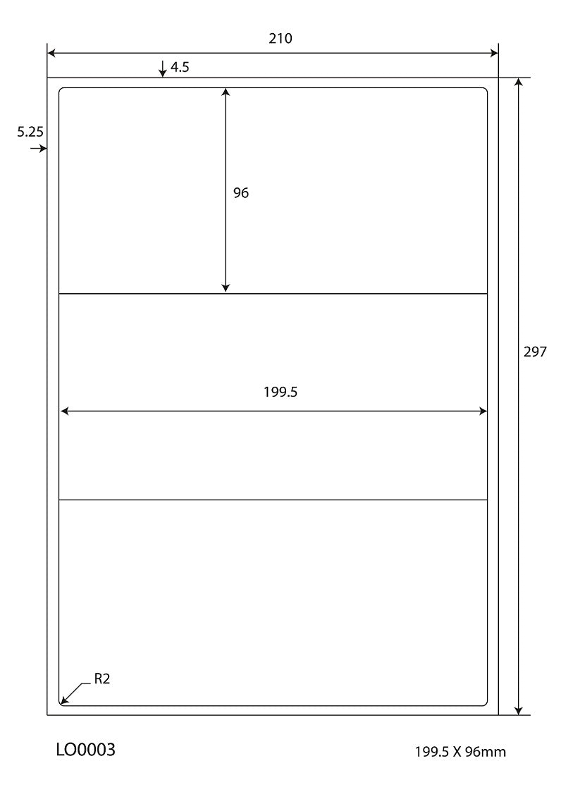 100 DIN A4 sheets 199.5x96 mm 70g ES-0003-70-0