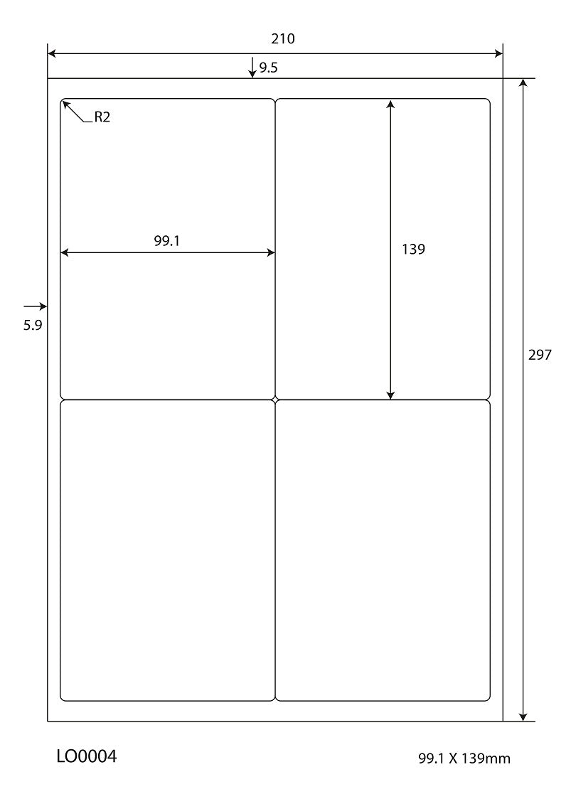 100 DIN A4 sheets 99.1x139 mm 70g ES-0004-70-0