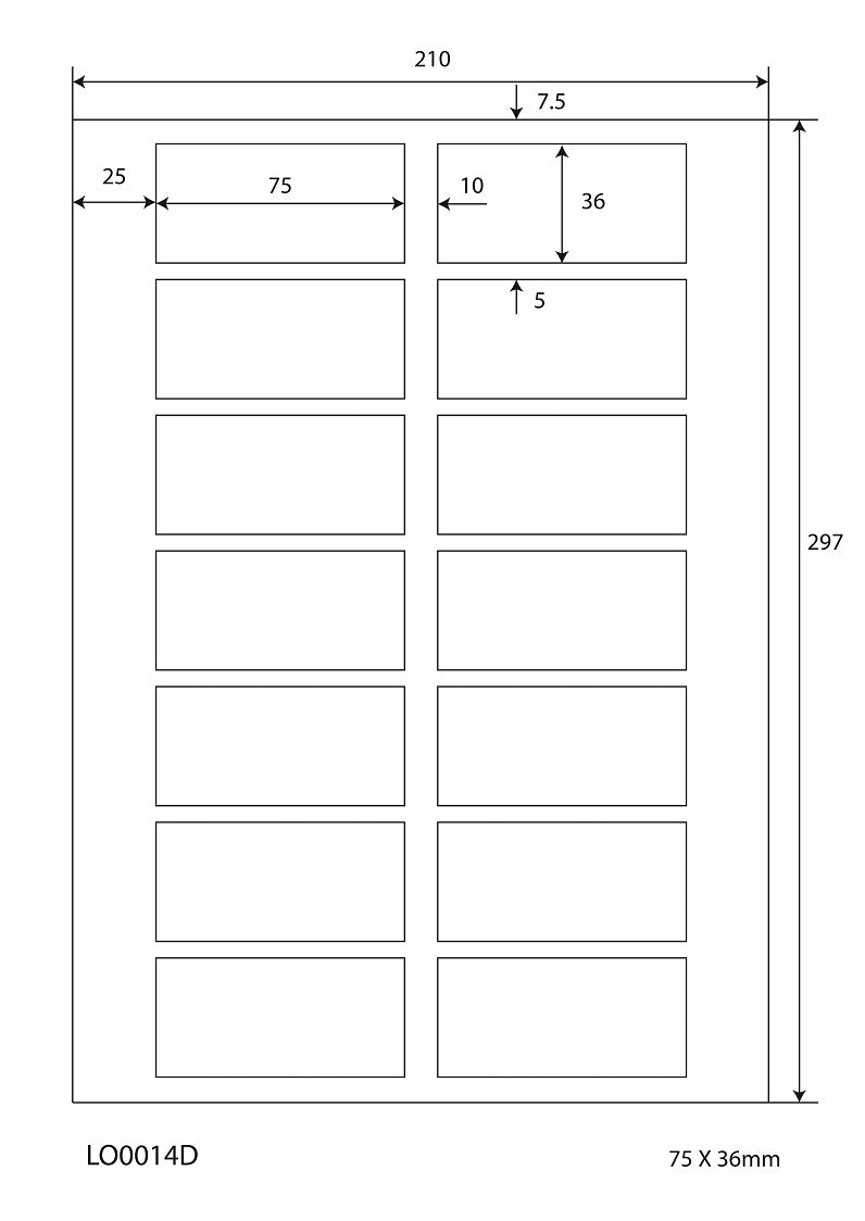 100 DIN A4 sheets 75x36mm 70g ES-0014D-70-0