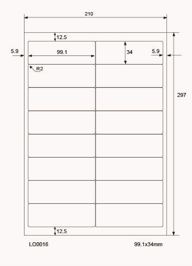 100 DIN A4 sheets 99.1x34mm 70g ES-0016-70-0