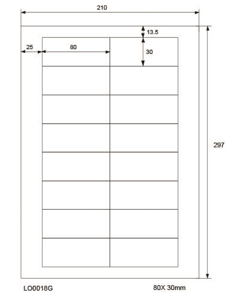 100 DIN A4 sheets 80x30mm 70g ES-0018-G-70-0