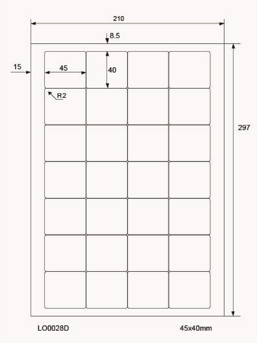 100 DIN A4 sheets 45x40mm 70g ES0028D-70-0