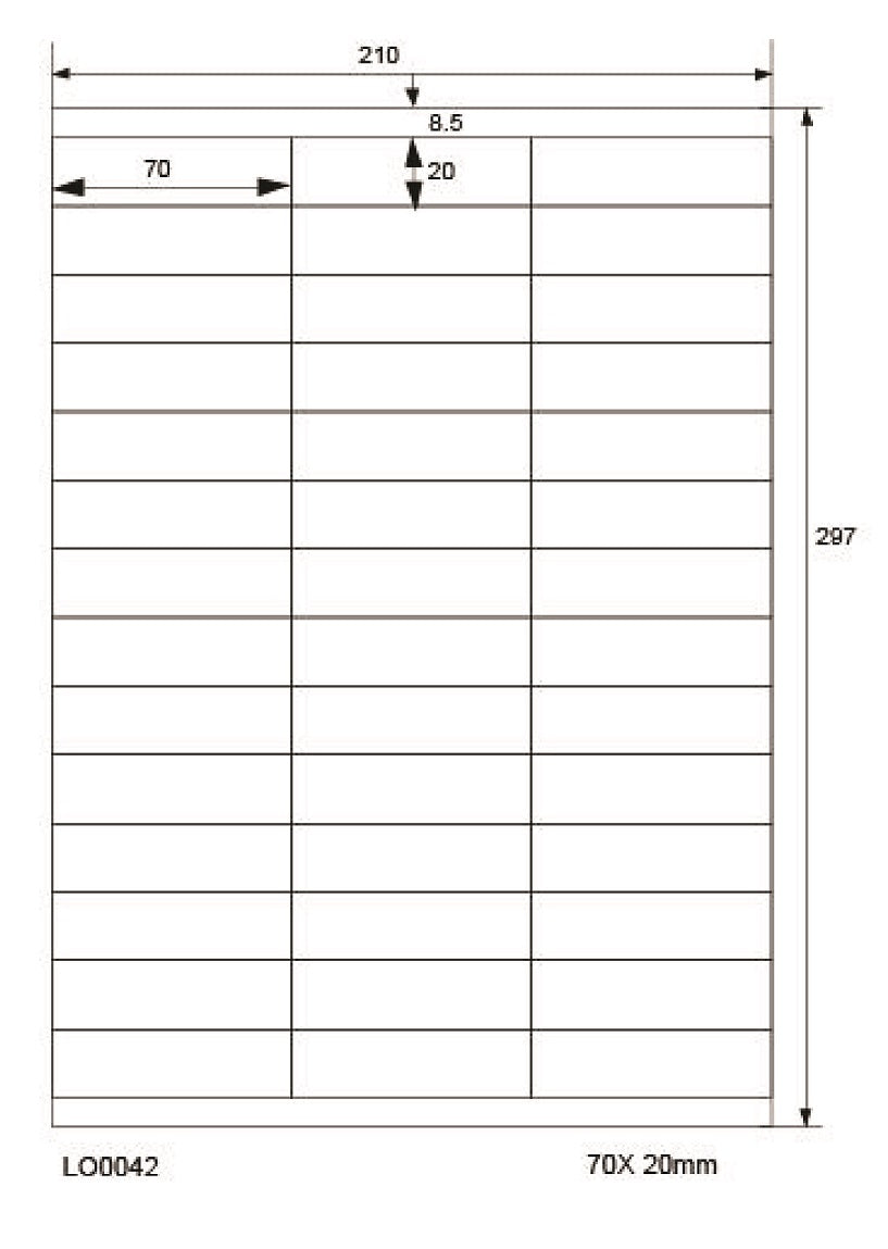 100 DIN A4 sheets 70x20mm 70g ES0042-70-0