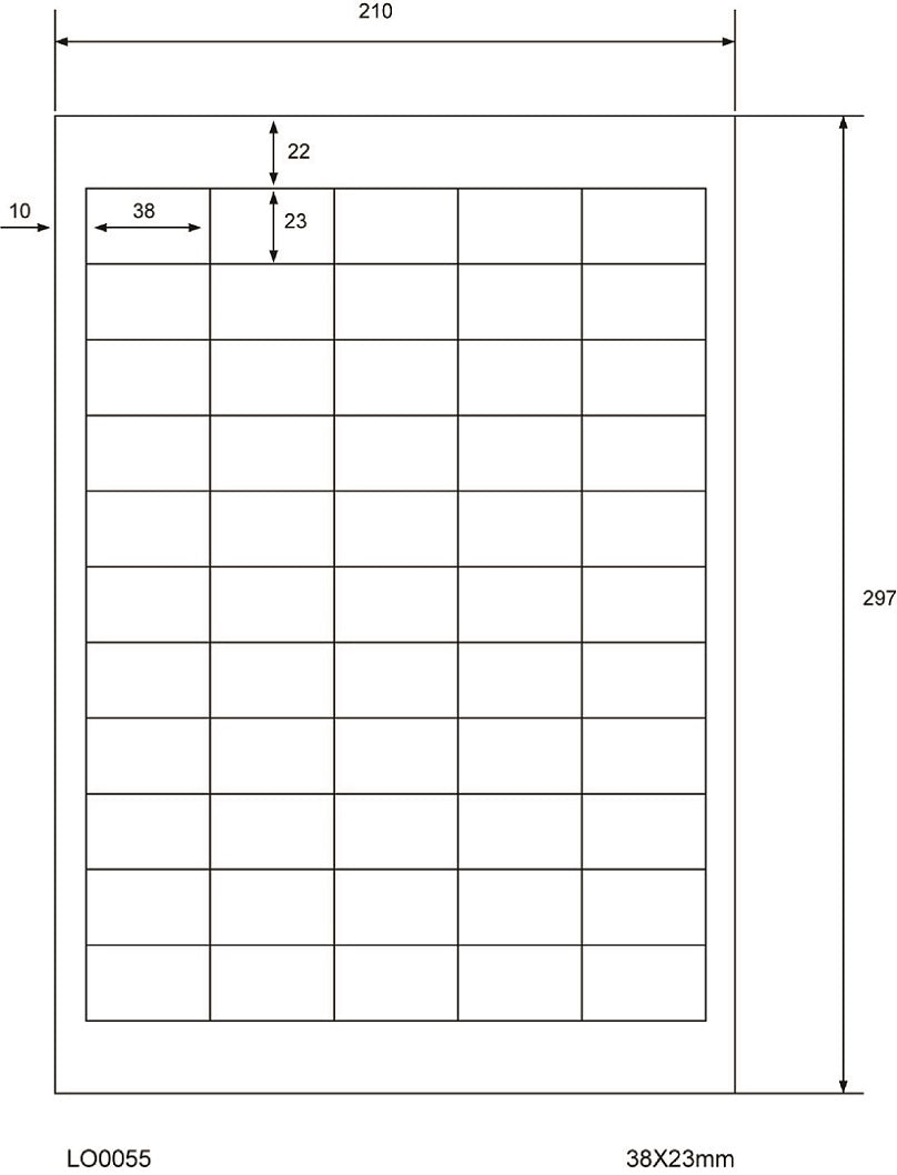 100 DIN A4 sheets 38x23mm 70g ES0055-70-0