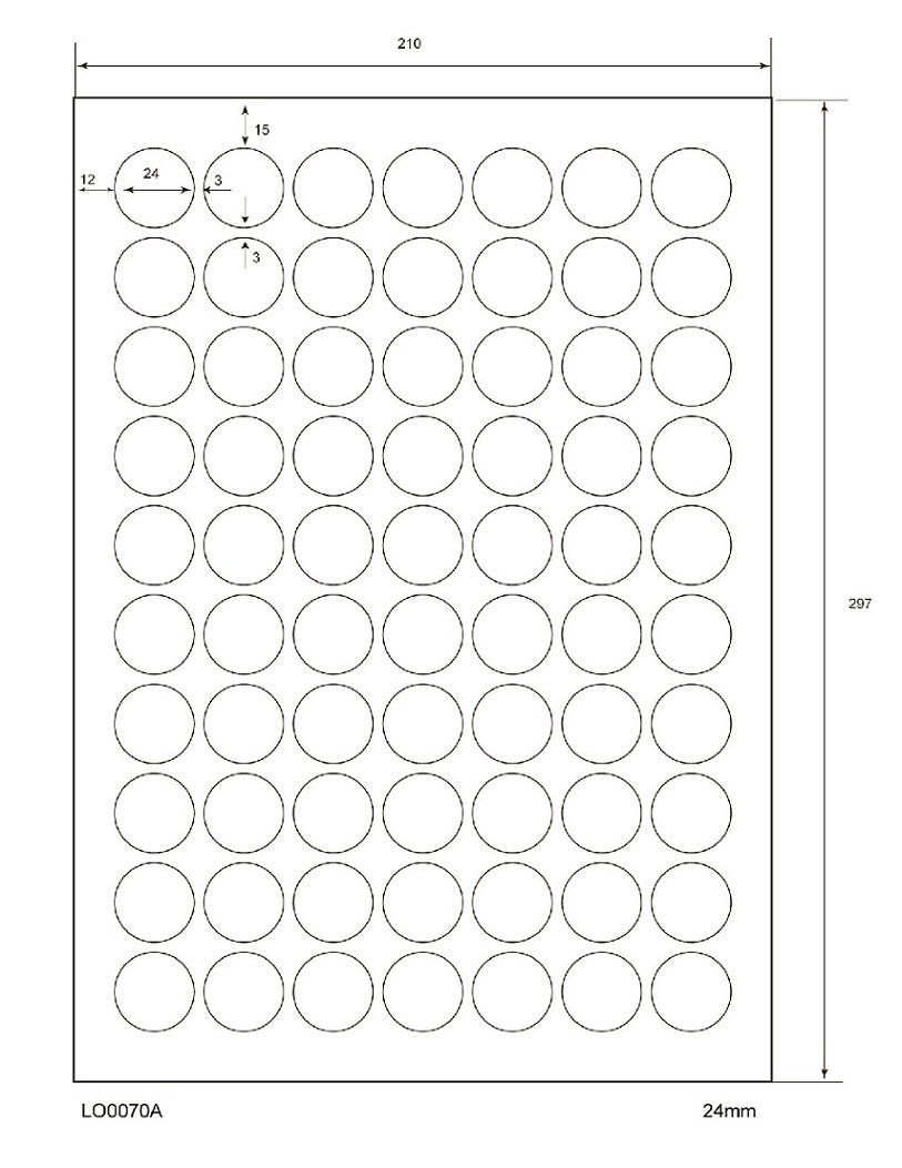 100 DIN A4 sheets 24mm round 70g ES0070A-70-0