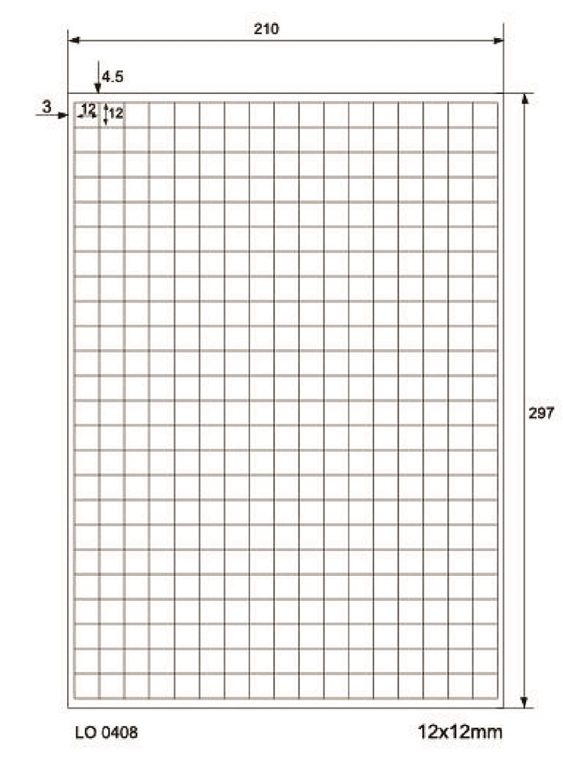 100 DIN A4 sheets 12x12mm 70g ES0408-70-0